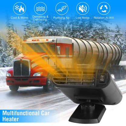12V 2-in-1 Portable Car Heater & Cooling Fan - 360° Rotating Defroster