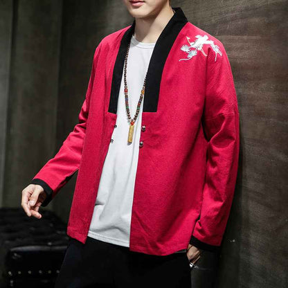 Embroidered cotton linen linen hanfu men