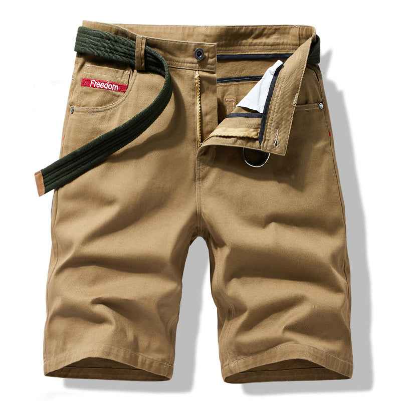 Men's Casual Loose Five-point Pants Solid Color Cargo Shorts