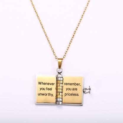 My Little Star Book Necklace For Daughter Son 18 Inch Stainless Steel Chain Gold Hardware Love Jewelry Birthday Graduation Gift