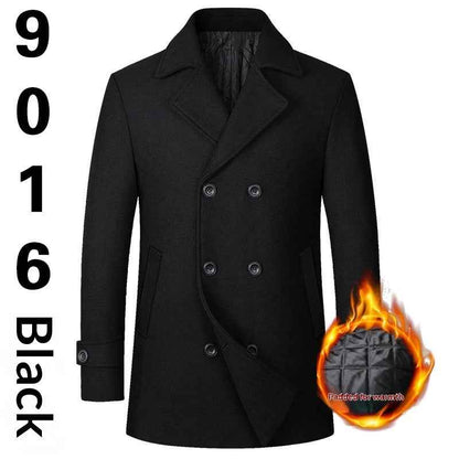 Fashion Double-breasted Lapel Mid-length Wool Men's Coat Dropshipping