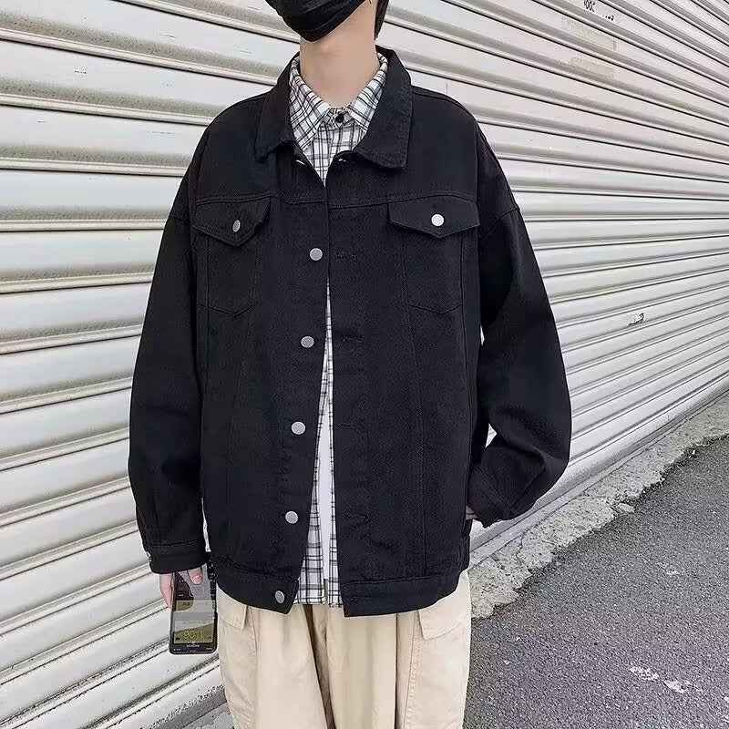 Washed Workwear Retro Denim Jacket For Men