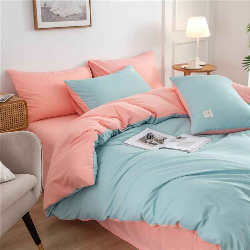 Washed Cotton Four-piece Japanese Plaid Set