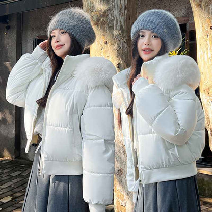 Big Fur Collar Hooded Thickened Warm And Loose Coat