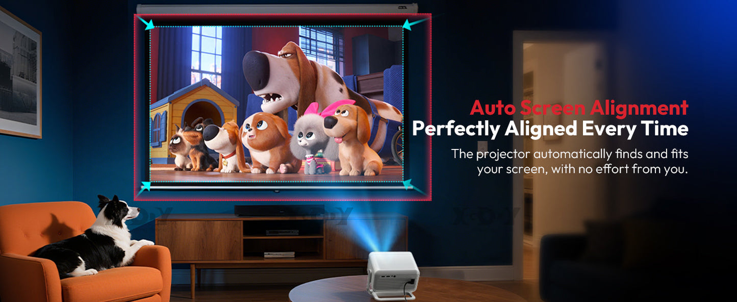 XGODY Projector N6 Pro Netflix Officially 4K Voice Control Smart Android TV Whale OS 32GB ROM for Outdoor Movie Home Theater