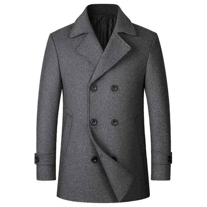 Fashion Double-breasted Lapel Mid-length Wool Men's Coat Dropshipping