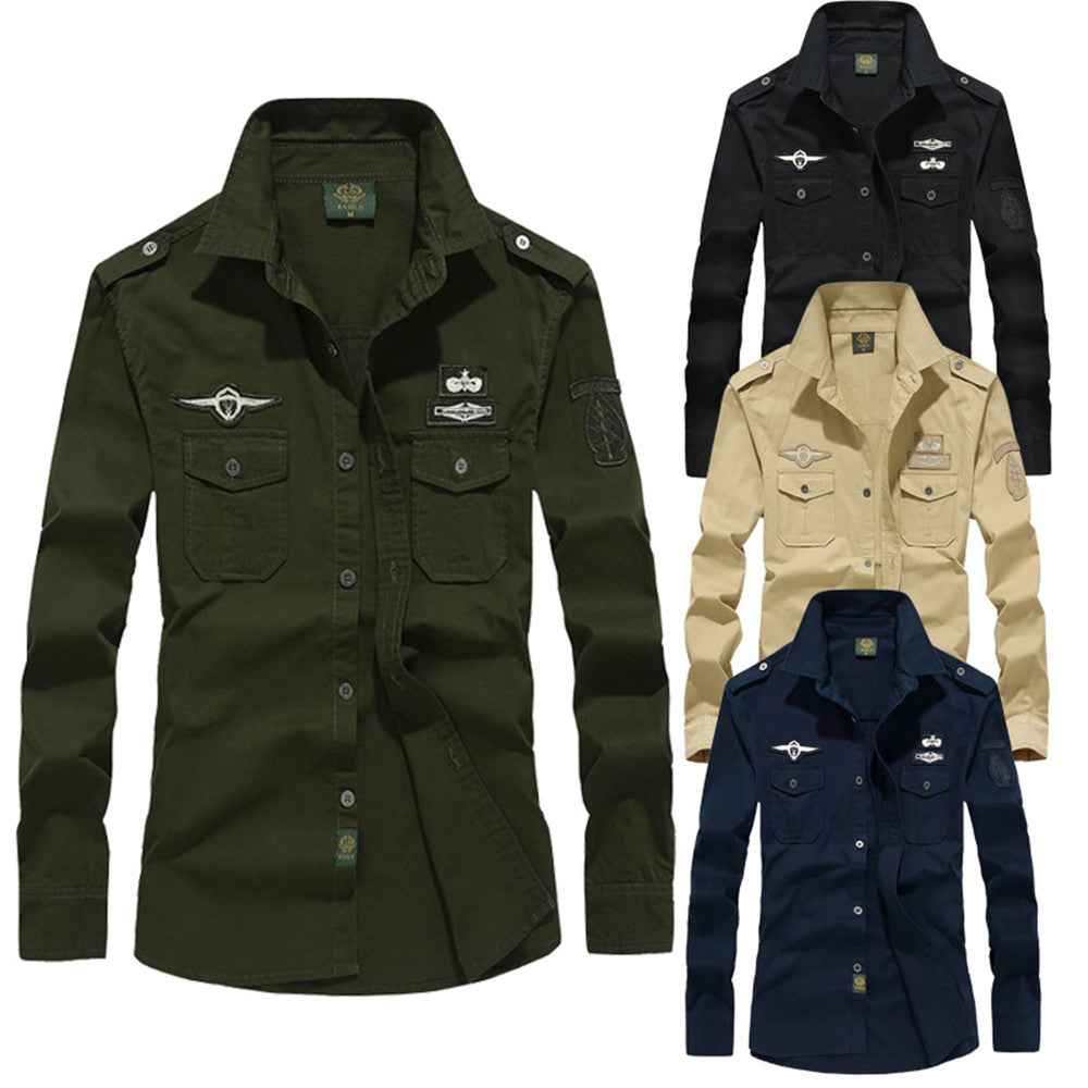 Workwear Men's Long Sleeve Shirts Outdoor Large Size Casual Shirts