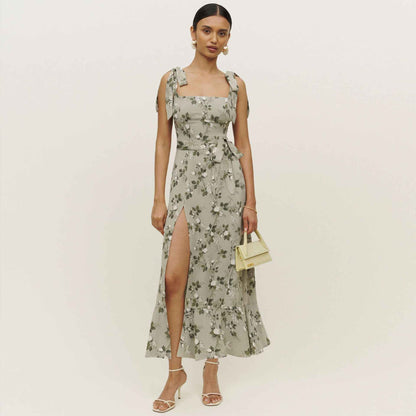 Spring And Summer New Women's Halter Straps Bustier Floral Dresses