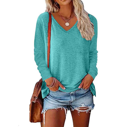 2PCS Womens T Shirts Long Sleeve V Neck Basic Tee Soft Casual Loose Fit Fall Tops Outfits 2025