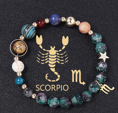 Natural Stone Twelve Constellations Bracelets Cut Hemp Stone Fashion