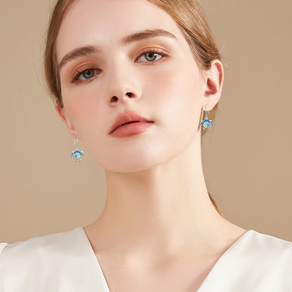 Turtle Earrings Sterling Silver Mom and Baby Dangle Mother and Daughter Tortoise