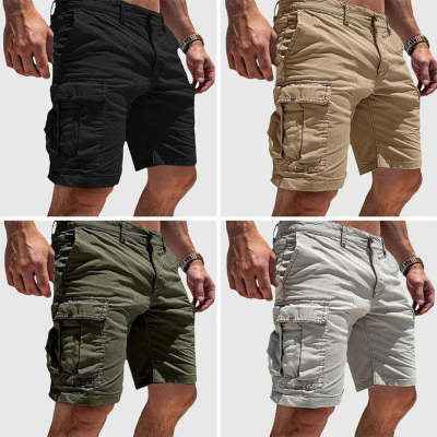 Men's Cargo Shorts Summer Multi-Pocket Button Zipper Pants With Pockers Fashion Beach Pants