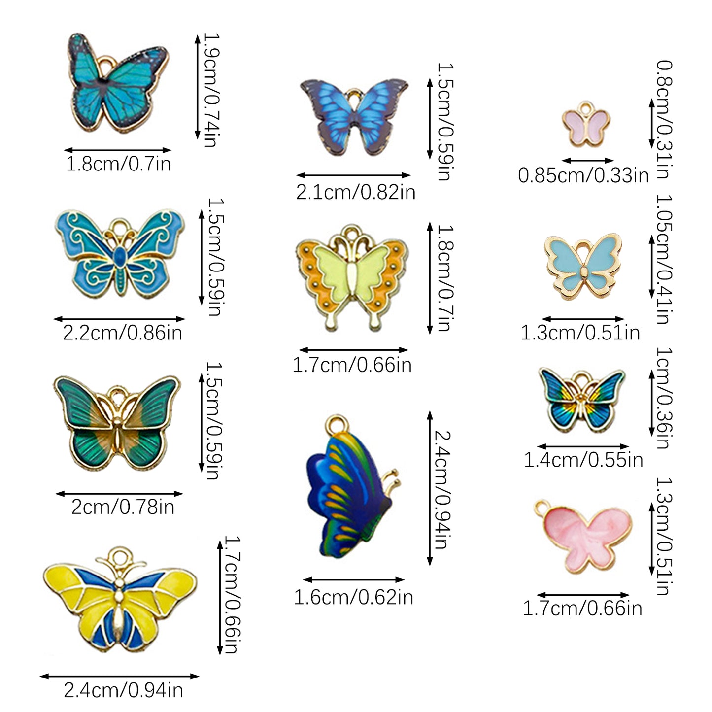 126 Pcs Butterfly Charms