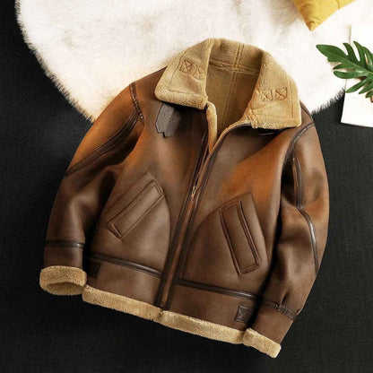 Men's Autumn Winter Thicken Pu Leather Lamb Wool Jacket