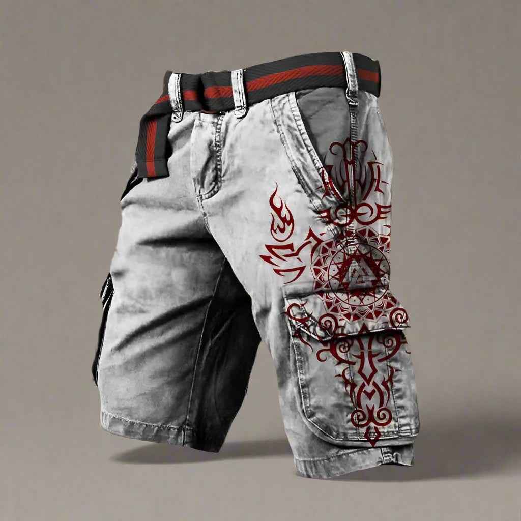 Digital Printing Men's Fashion Casual Zipper Cargo Shorts