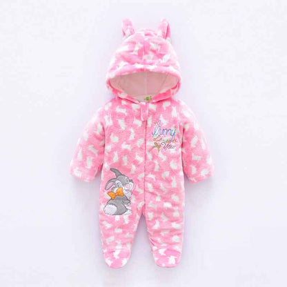 Winter jumpsuit velvet hooded baby clothing