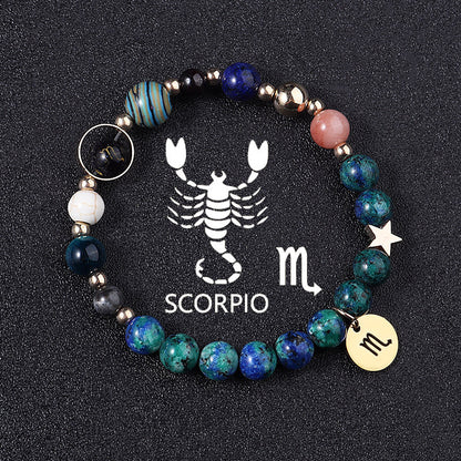 Twelve Constellations Bracelets Natural Stone Phoenix Lapis Lazuli Eight Planets
