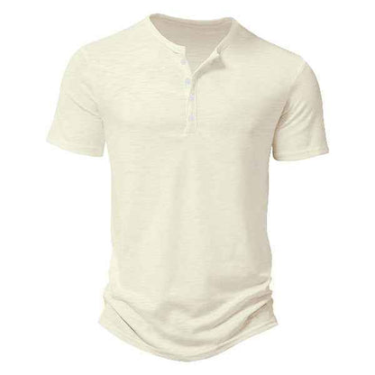 Men's Casual Solid Color Slim-fit Short Sleeve