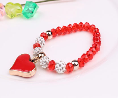Elastic Crystal Heart Bracelet - Elegant Beaded Bangle