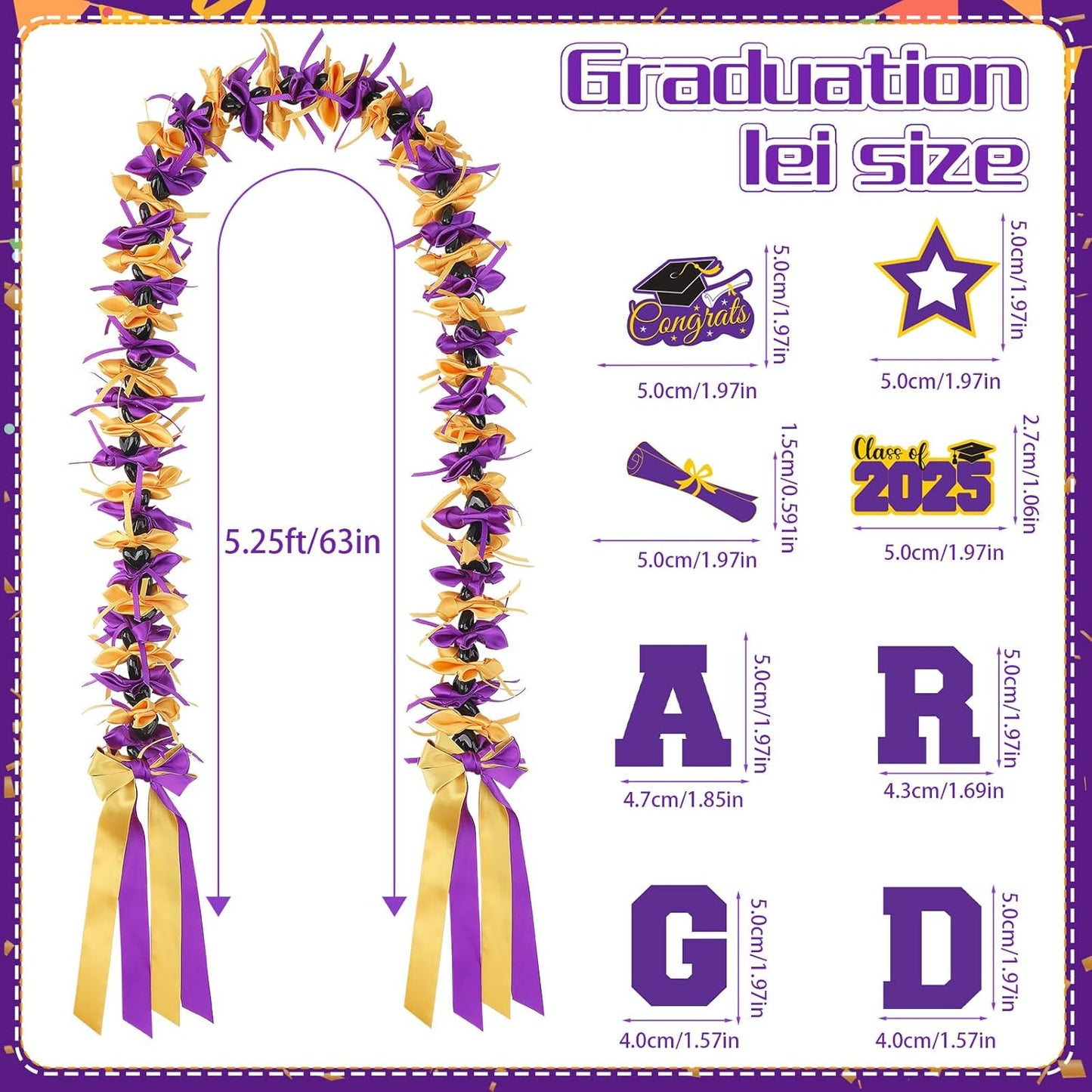 Graduation Lei Graduation Ribbon Leis Graduation Kukui Nut Leis Purple And Gold Braided Lei Honor Cord Class Of College Gift Congrats Grad Party Supplies Clearance