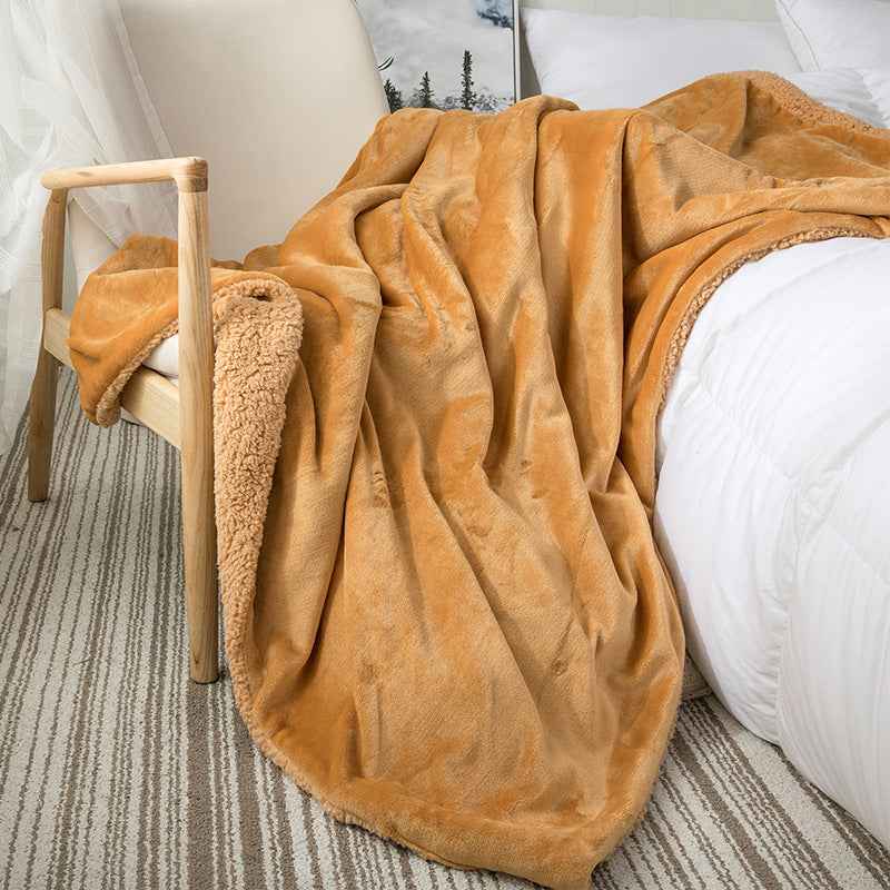 Small Sand Cover Lamb Double Layered Thickened Office Nap Blanket
