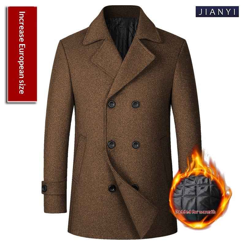 Fashion Double-breasted Lapel Mid-length Wool Men's Coat Dropshipping
