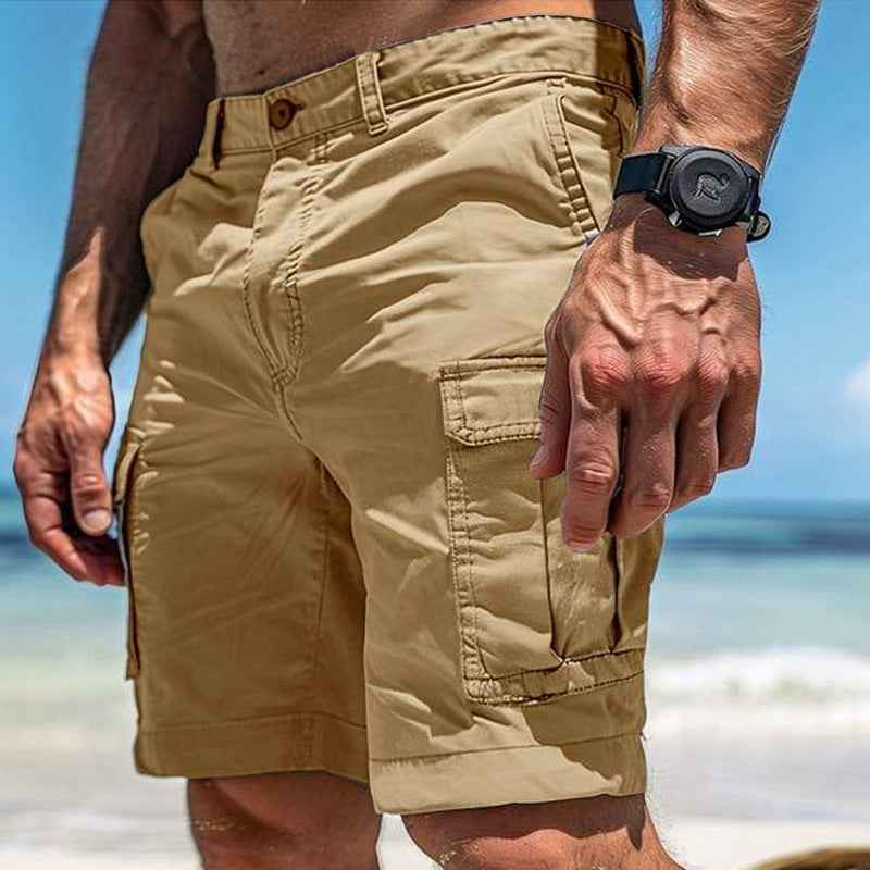 Men's Cargo Shorts Summer Multi-Pocket Button Zipper Pants With Pockers Fashion Beach Pants