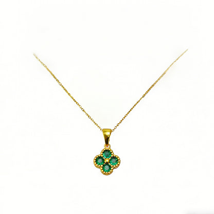 Green 4 Leaf Clover 24K Gold Necklace For Women, Lucky Pendant Chain Necklace Jewelry