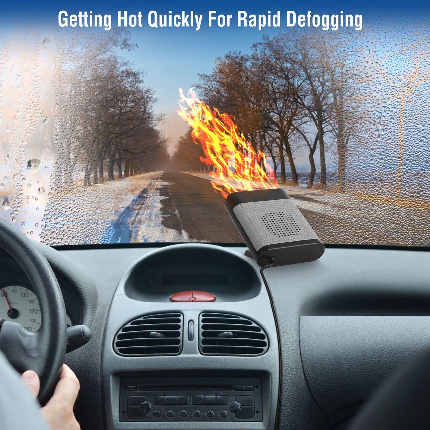 12V 2-in-1 Portable Car Heater & Cooling Fan - 360° Rotating Defroster