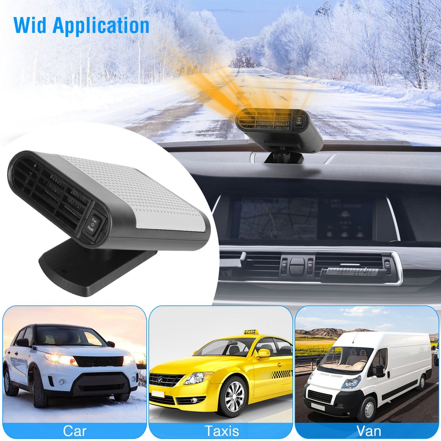 12V 2-in-1 Portable Car Heater & Cooling Fan - 360° Rotating Defroster
