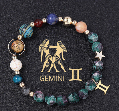 Natural Stone Twelve Constellations Bracelets Cut Hemp Stone Fashion