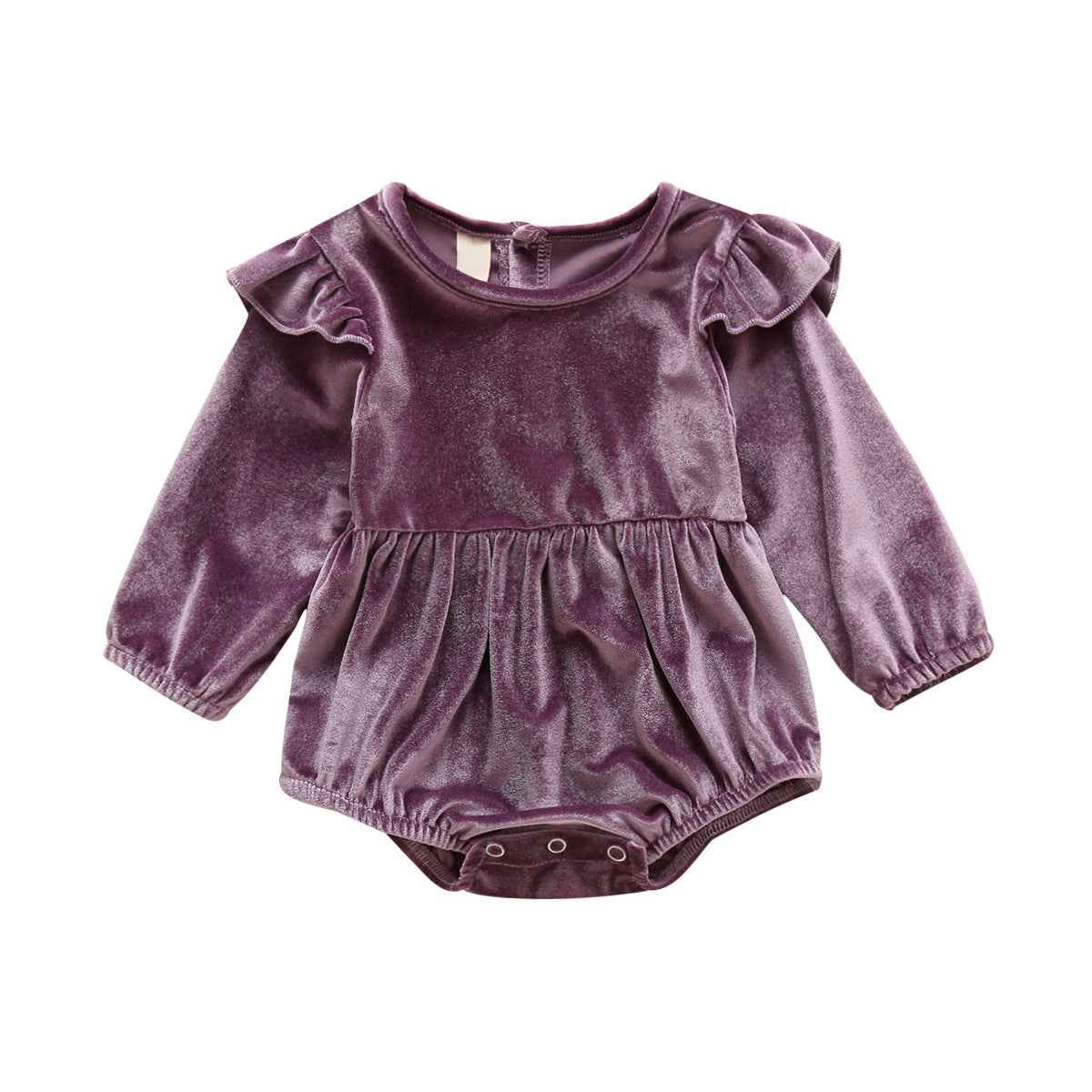 Baby Girl Autumn And Winter Clothing Candy Color Flounced Sleeve Velvet Jumpsuit