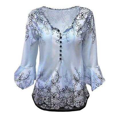 Women's V Neck 3 4 Sleeve T Shirts Button Front Dressy Casual Tees Shirt Tunic Blouses