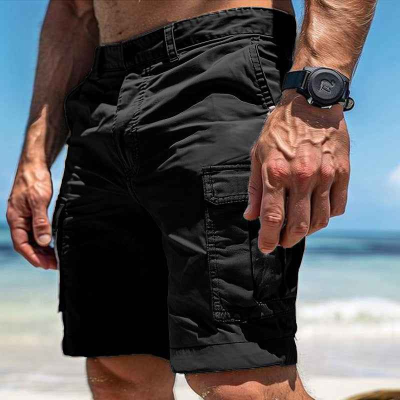 Men's Cargo Shorts Summer Multi-Pocket Button Zipper Pants With Pockers Fashion Beach Pants