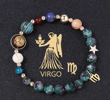 Natural Stone Twelve Constellations Bracelets Cut Hemp Stone Fashion