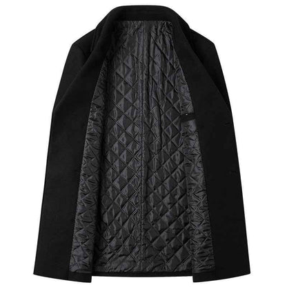 Fashion Double-breasted Lapel Mid-length Wool Men's Coat Dropshipping