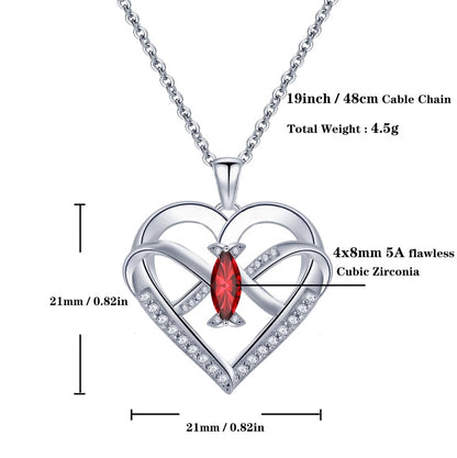 Emma Manor Heart Pendant Necklace 14k White Gold Plated 5A Cubic Zirconia Infinity Butterfly Jewelry For Women