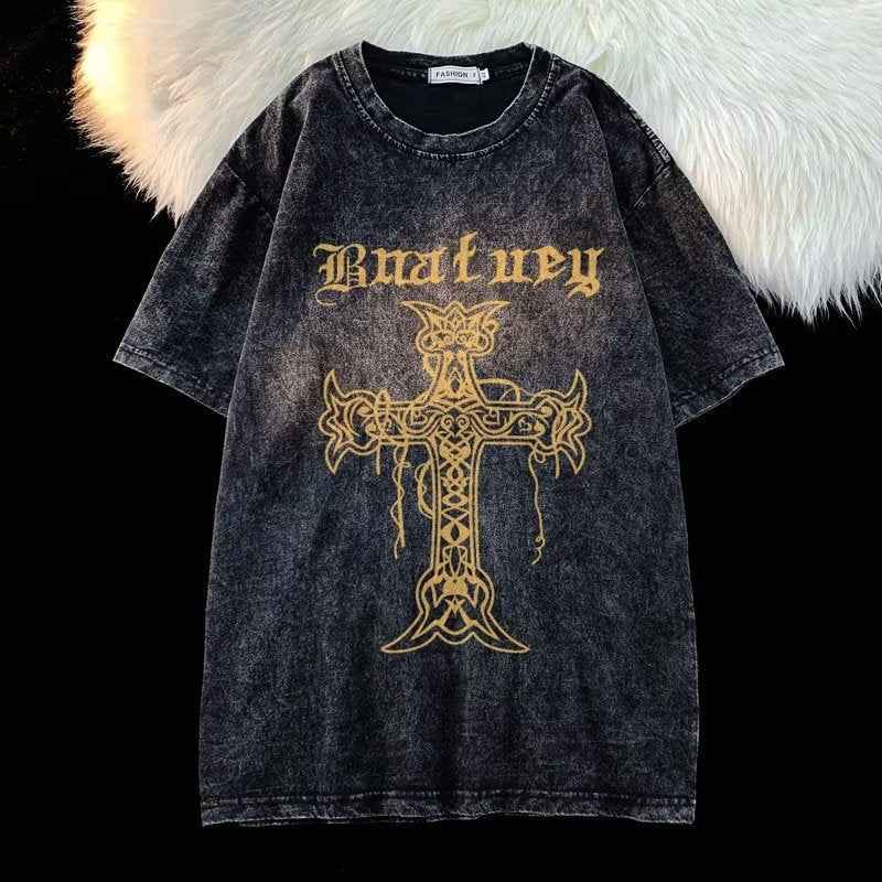 Trendy American Retro Men's Summer Short-sleeved T-shirt Loose Casual Top