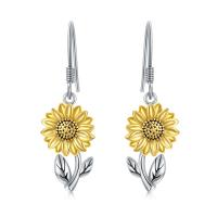 925 Sterling Silver Sunflower Dangle Earrings for Women Girls Teen