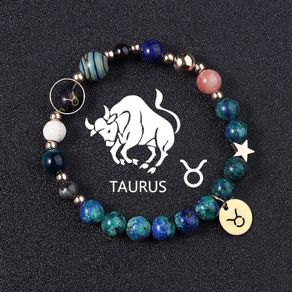 Twelve Constellations Bracelets Natural Stone Phoenix Lapis Lazuli Eight Planets