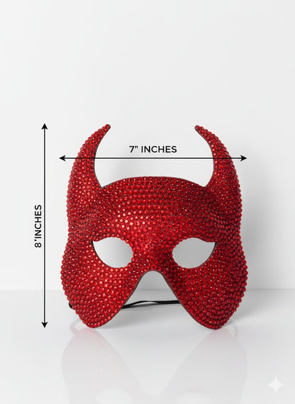 Red Rhinestone Devil Horn Masquerade Mask  Costume Party Accessory