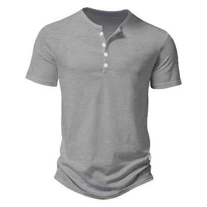 Men's Casual Solid Color Slim-fit Short Sleeve