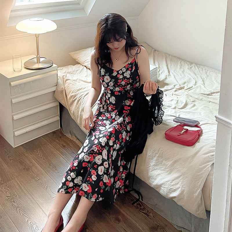 Women's Temperament Knee-length Floral Dresses