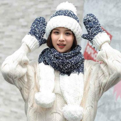 Cute Knit Hat Scarf Gloves Set Of Three