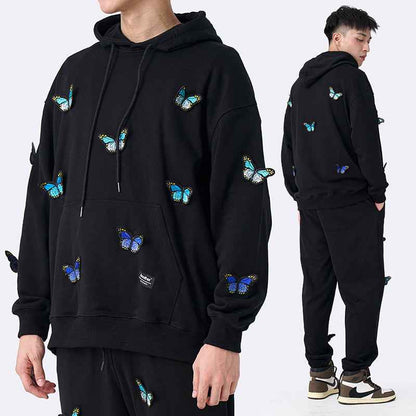 Gradient Butterfly Embroidered Hoodie For Men And Women