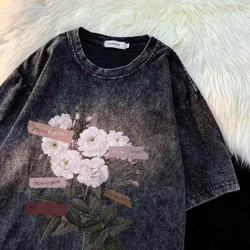 Trendy American Retro Men's Summer Short-sleeved T-shirt Loose Casual Top