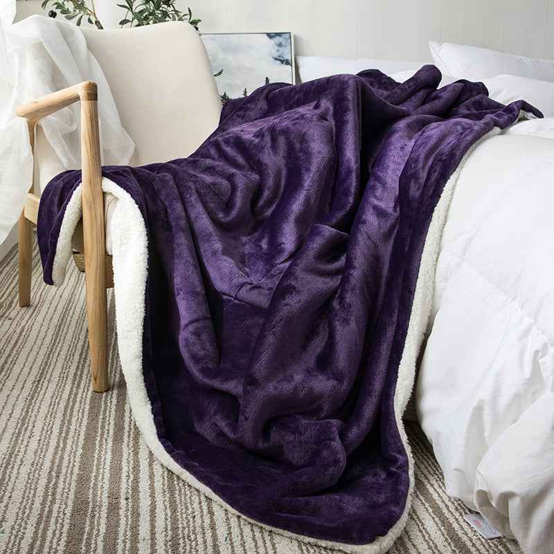 Small Sand Cover Lamb Double Layered Thickened Office Nap Blanket