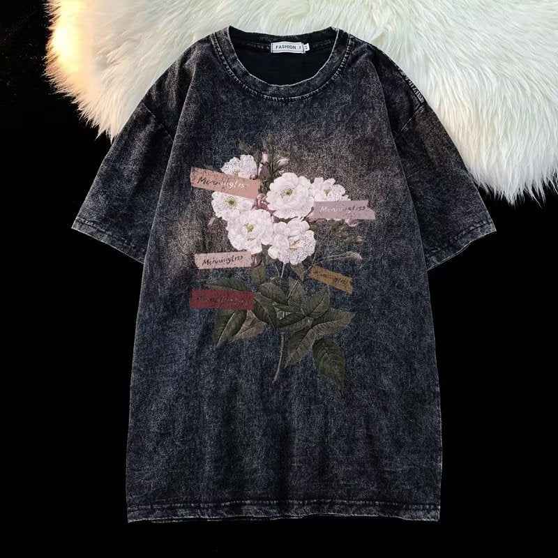 Trendy American Retro Men's Summer Short-sleeved T-shirt Loose Casual Top