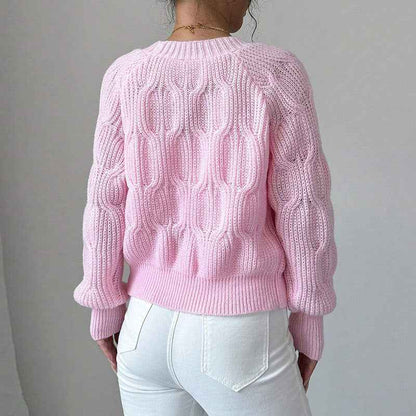 Women's Bow Cropped Cardigan - Long Sleeve V-Neck Button Down Knit Sweater Top