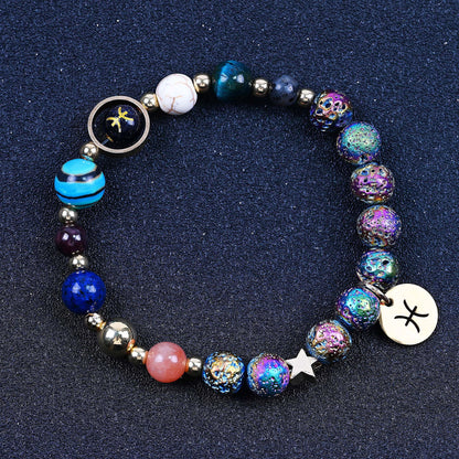 Blue San Colorful Volcanic Rock Twelve Constellations Bracelets